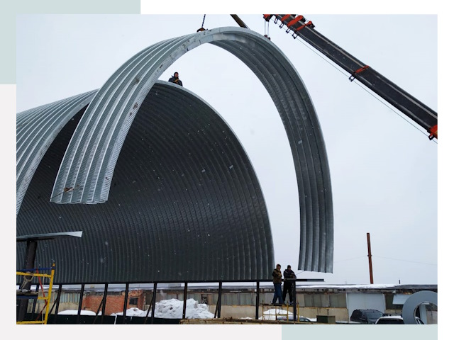 Полукруглые ангары в Мичуринске